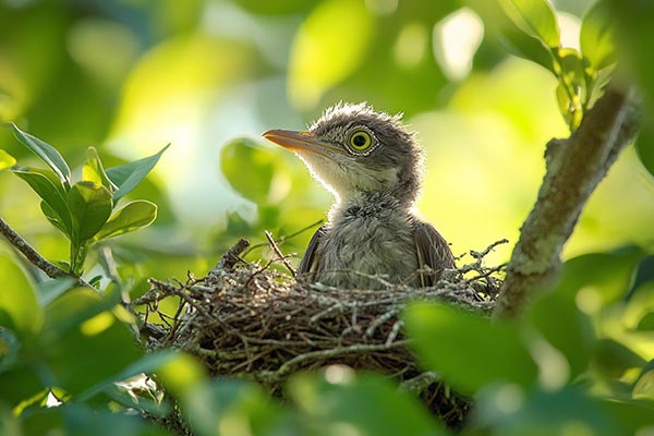 baby bird in a nest